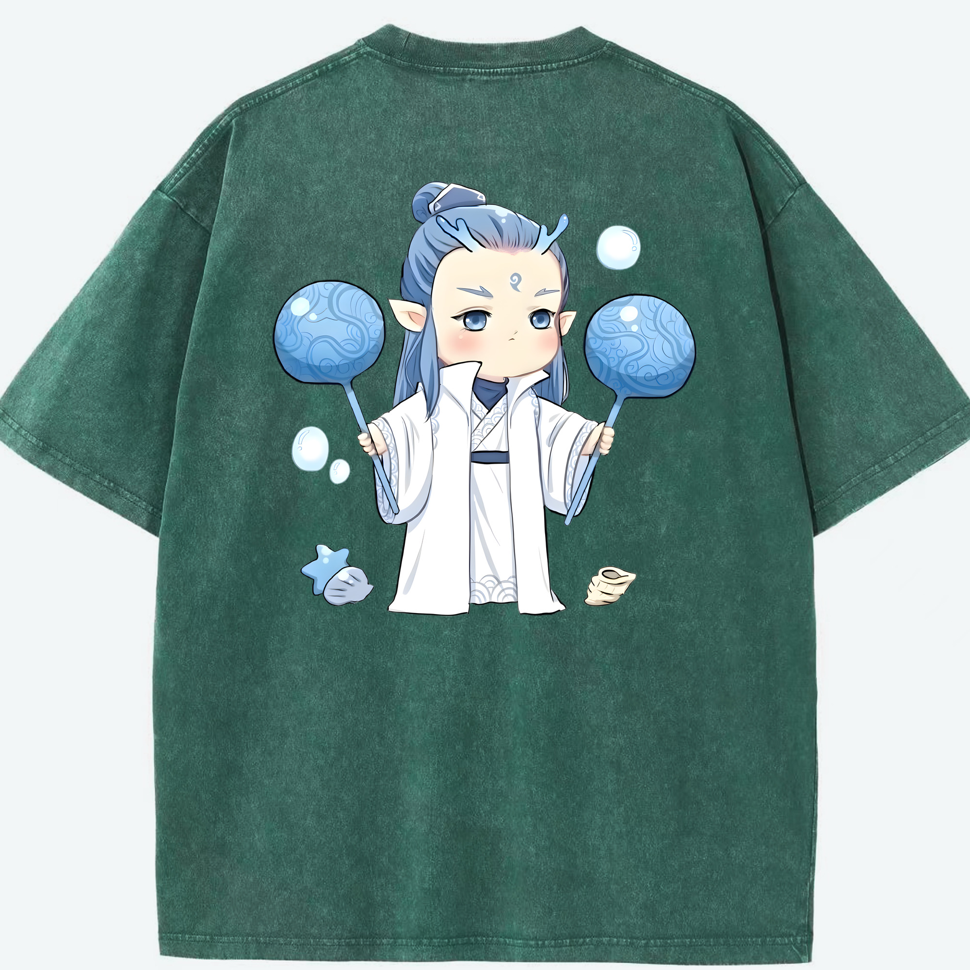 （画像用） Ne Zha 2 ナタ 魔童の大暴れ 綿100% ヴィンテージ風 半袖Tシャツ（背面プリント）